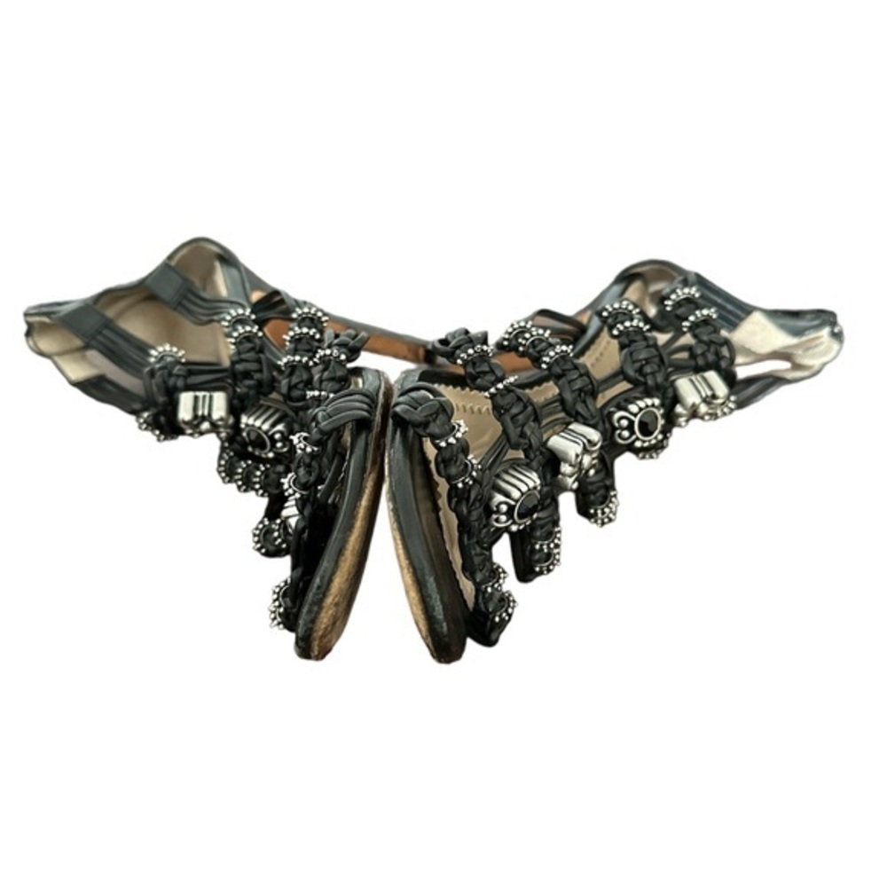 JEAN MICHEL CAZABET GOTH CORINA EMBELLISHED BLACK STRAP HEELED SANDAL CAGE SHOES